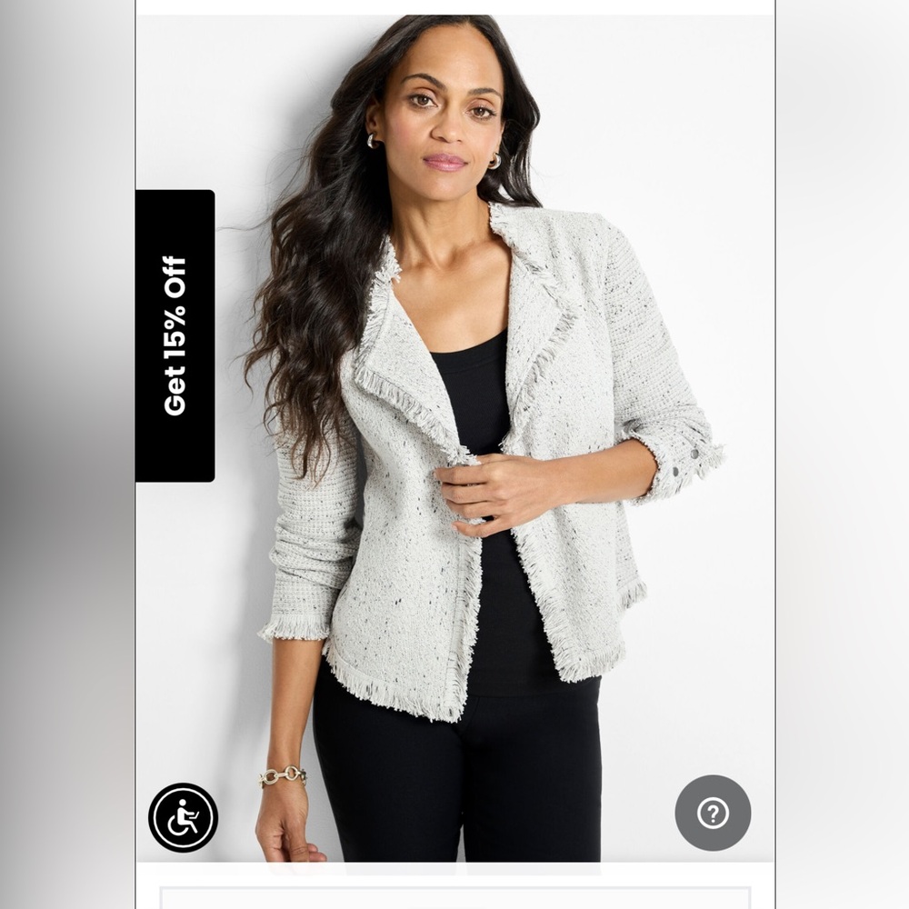 Nic and Zoe Petite Fringe Knit Mix Jacket Sz MP